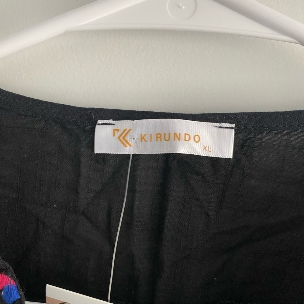 Women's Mini Dress Casual V Neck Floral Embroidery Ruffle Sleeveless KIRUNDO XL - Picture 9 of 10